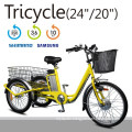 Certificated Yellow Tricycle Front Drive Electric Bike for Shopping